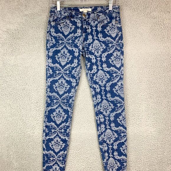 Life in Progress Jeans Womens 26 Blue Floral Stretch Low Rise‎ Outdoor Casual - Picture 1 of 15